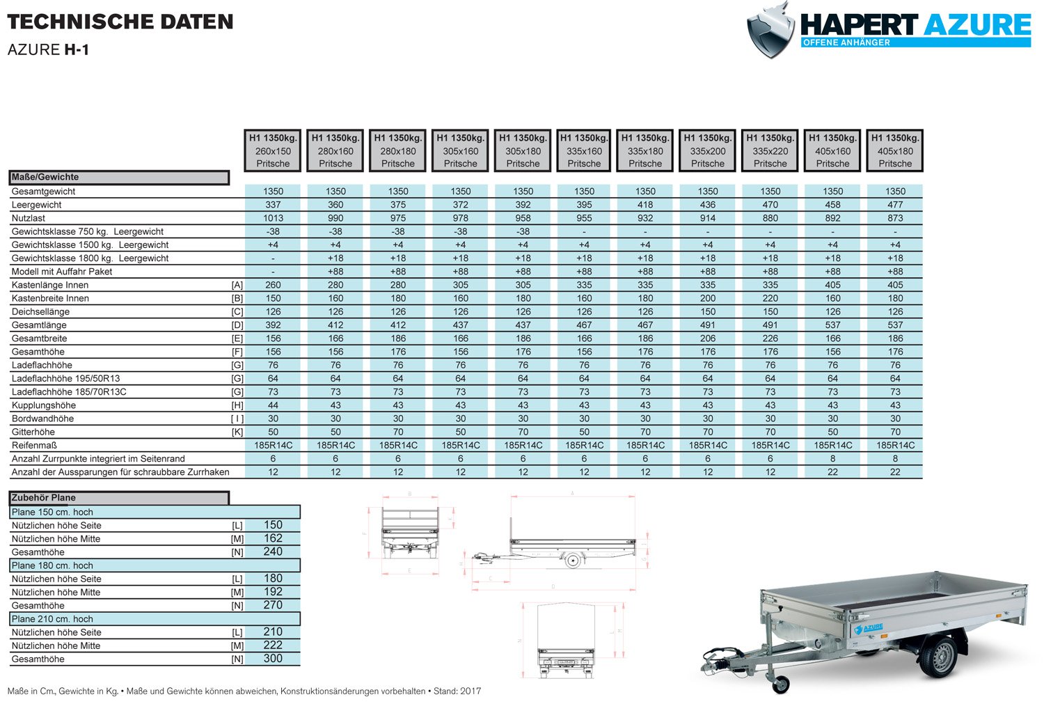 Hapert Azure H-1 – 1500 – 2800 x 1800 – niedriges Fahrwerk