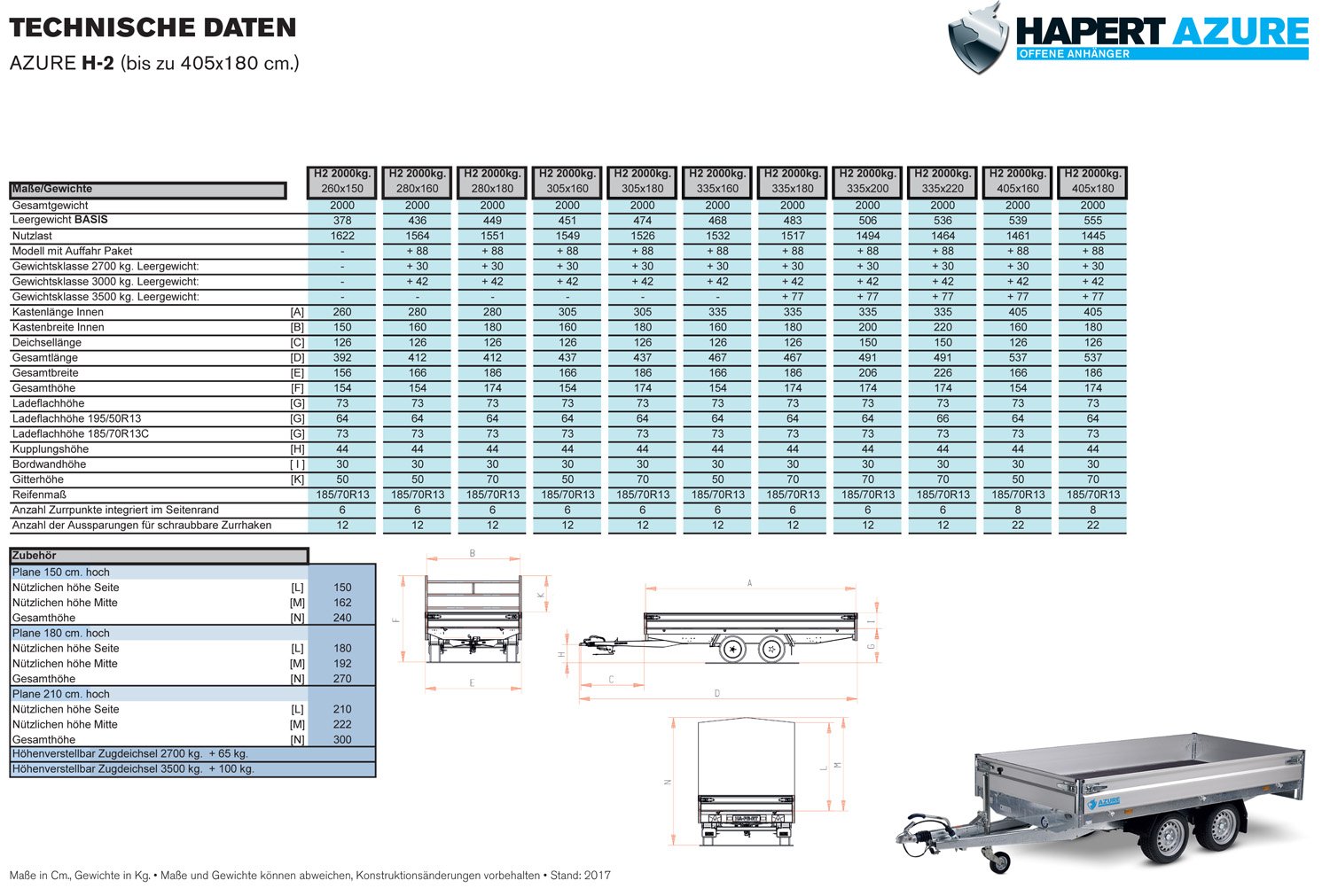 Hapert Azure H-2 – 2700 – 3350 x 1800 Niedriges Fahrwerk