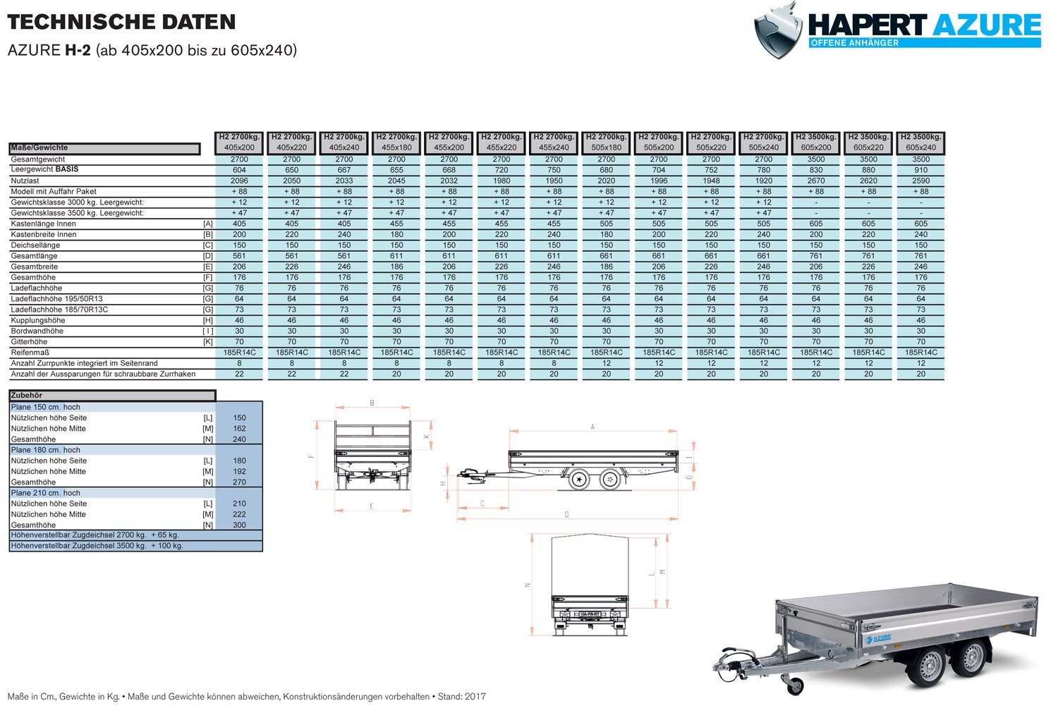 Hapert Azure H-2 – 2700 – 5050 x 2000 Mittelrungen – Niedriges Fahrwerk